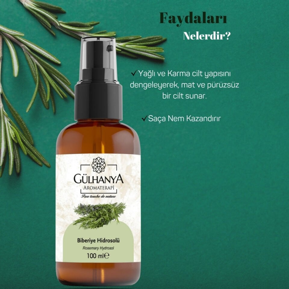 Biberiye Hidrosolü 100ml (Biberiye Suyu Güçlendirici Saç Toniği)