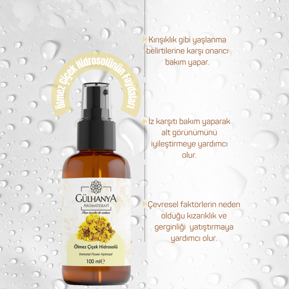 Ölmez Çiçek Hidrosolü 100ml (Ölmez Çiçek Suyu Kırışıklık Karşıtı Tonik)