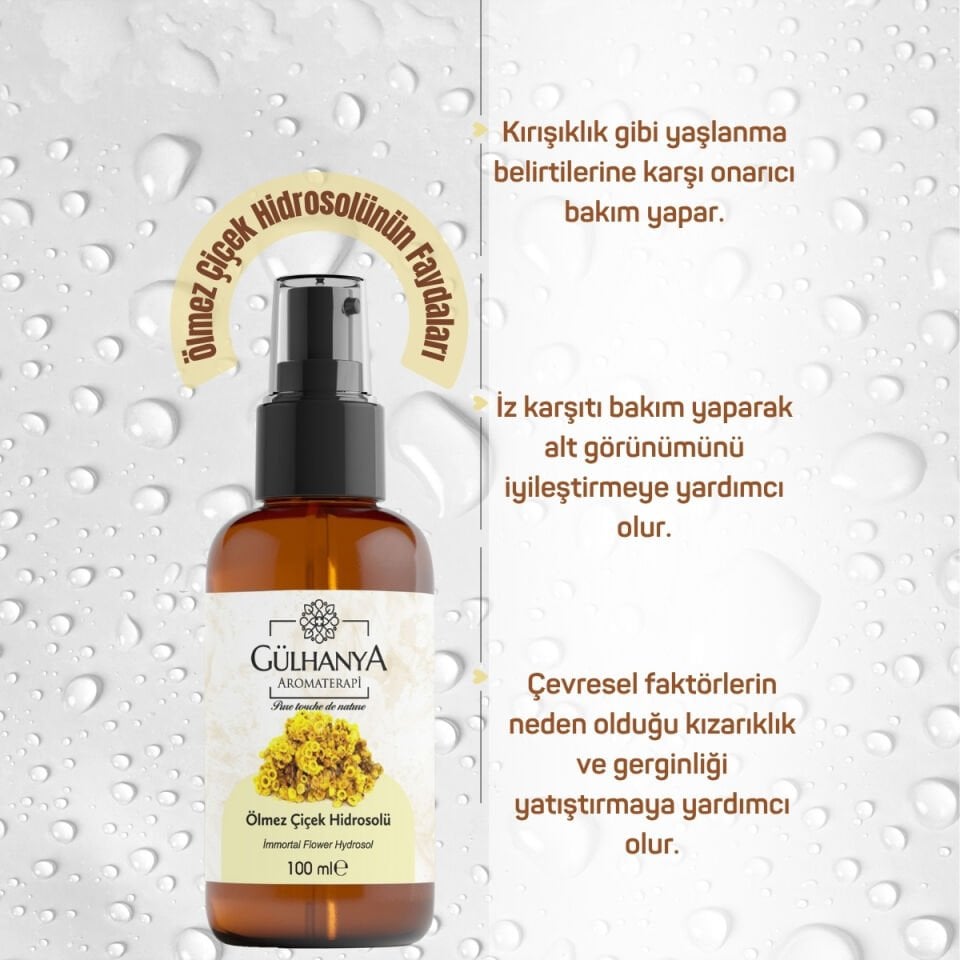 Ölmez Çiçek Hidrosolü 100ml (Ölmez Çiçek Suyu Kırışıklık Karşıtı Tonik)